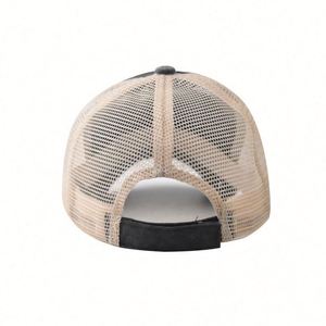 Gorra trucker de béisbol multicolor con efecto desgastado, para exteriores, de verano, ligera, con malla, de color liso, venta al por mayor - Product Image 5