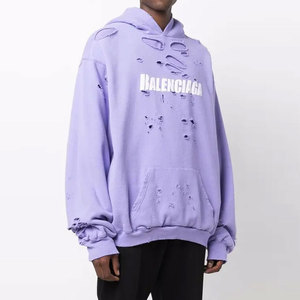Sudadera con Capucha de Primera Calidad, 100% Algodón, Diseño a Cuadros, Estilo Desgastado, Moda Urbana, Invierno, Impermeable, Profesional, Unisex - Product Image 3