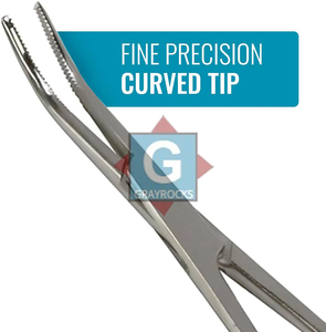 Pinces à forceps courbées Kelly en acier inoxydable de haute qualité, couleur gris roche - Product Image 3