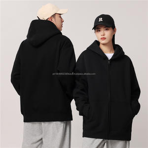 Haute qualité 500 GSM poids lourd coton fermeture éclair à capuche personnalisé bouffée imprimé à capuche surdimensionné blanc unisexe sweats à capuche - Product Image 3