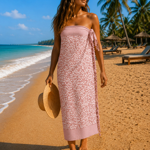 Nouvelle conception tendance, serviette de plage en jacquard floral à motif de feuilles, serviette de plage en coton à haute absorption d'eau, serviettes de plage personnalisées - Product Image 1