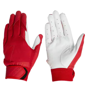 Best Selling Customizable Leather Baseball/Softball Batting <b>Gloves</b> Left Red/White Color <b>Moisture</b> Wicking Lightweight Custom Logo - Product Image 6