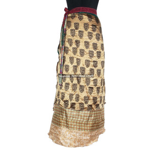 Compre una falda cruzada reversible de seda de dos capas, ropa tradicional india, faldas modernas de seda, prenda para cubrirse, estilo vintage - Product Image 1
