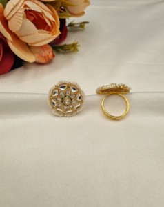 Traditional Kundan Finger <b>Ring</b> Indian Bridal Jewellery <b>Statement</b> <b>Ring</b> Ethnic Wedding Jewellery Wholesale Manufacturer & Supplier - Product Image 1