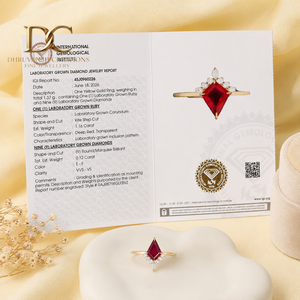 Bague en or massif 14 carats avec diamant de laboratoire taille ronde en forme d'aile de cerf et rubis sang de pigeon, bague de fiançailles, bijoux de mariage de luxe - Product Image 6