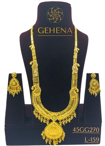 Diseñador elegante de moda 24K chapado en oro 5 gramos de largo collar conjunto pendiente anillo Sexy elegante joyería de moda para fiesta de boda - Product Image 2