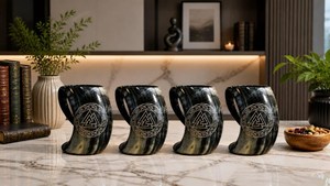 Taza de Cuerno de Búfalo de Marca, Ecológica, Pulida, Estilo Vikingo Rústico, para Cerveza, Vino, Whisky, Café, Regreso a Clases, Fiestas - Product Image 2