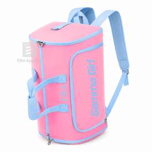 Bolsa de lona personalizada de la hermandad Gamma Phi Delta, azul cielo y rosa, con logotipo bordado, para uso diario, de gran capacidad, de nailon y poliéster. - Product Image 2