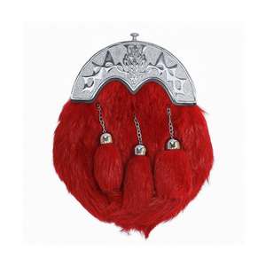 Bolso de mano de piel negra con borlas y marco de filigrana plateada, estilo Sporran de conejo, con tartán escocés, accesorio formal de invierno de metal - Product Image 2