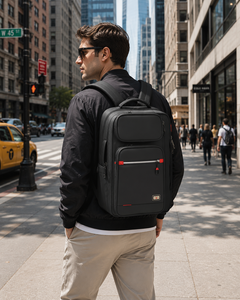 Sac à dos d'affaires urbain EDC personnalisé avec logo, 450 litres, pour ordinateur portable 15 pouces, étanche, en nylon enduit de PVC, avec panneau solaire USB portable, RFID, fabriqué en usine - Product Image 5