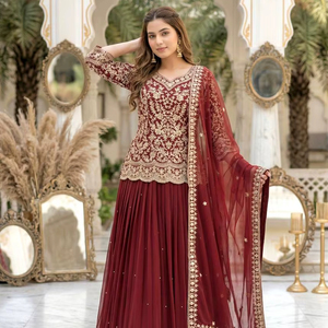 Lunching New Designer Wear Heavy Chine Sequence Work <b>Top</b> With Lehengas - Product Image 1