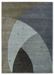 Alfombra Moderna Abstracta para Sala de Estar, Dormitorio u Hotel, en Tonos Grises y Azules Neutros - Product Image 1