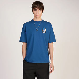 <b>High</b> Quality Men's Casual Cotton <b>T</b>-<b>Shirts</b> Loose Fit with Customized O-<b>Neck</b> Front Embroidered Logo - Product Image 2