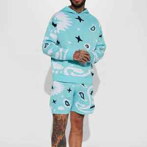Ensemble de survêtement 2 pièces pour homme, sweat-shirt et short légers en coton 100% pour l'été - Product Image 1