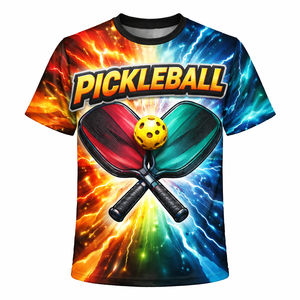 T-shirt de pickleball senior entièrement sublimé, col rond, 100 % polyester 220 g, manches courtes, coupe classique, couleur unie, anti-plis, séchage rapide - Product Image 2