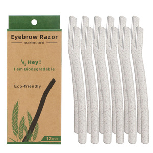 Tondeuse à sourcils biodégradable en paille de blé, épilateur facial, rasoir de dermaplaning pour femmes - Product Image 1