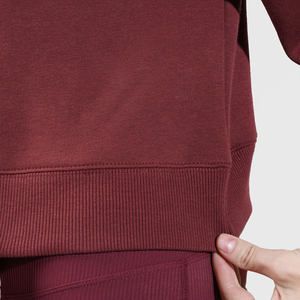 Sudadera Oversize de Moda para Mujer, Estilo Casual Hip Hop, Hombros Caídos, Algodón, Color Borgoña - Product Image 3