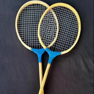 Unisex Customize All Sizes and Colours Wooden <b>Badminton</b> Racket Tennis With Gripy Soft Handle Hard Netting and Custom Logo - Product Image 1