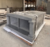 Mausolées doubles en granit gris G614 du Cambodge pour cimetière, cryptes associées, design simple et privé pour deux personnes