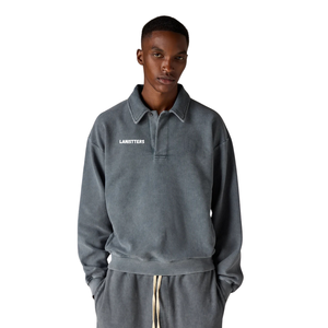 Mens Turn <b>Down</b> Collar Button Sweatshirt Tracksuit Set Matching Straight Leg <b>Trousers</b> Relaxed Fit Casual Two Piece Outfit OEM ODM - Product Image 3