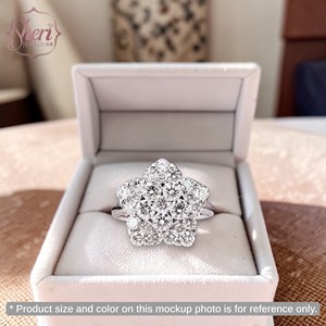 [เครื่องประดับเชอรี] แหวนเพชรธรรมชาติทองคำขาวแท้ 18K รูปดาวขนาดใหญ่พิเศษ ดีไซน์ระยิบระยับสะดุดตา - Product Image 3