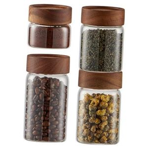 Elegant <b>Small</b> Glass Jar With Wooden Lid For Candle Making Gift Packing And Decorative <b>Table</b> Display - Product Image 4