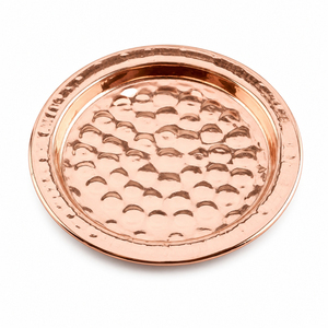 Sous-verres vintage en cuivre pur martelé à la main, ensemble de sous-verres métalliques ronds de luxe pour la décoration de table de bar et d'hôtel - Product Image 1