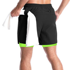 Mesh Breathable Fabric <b>Elastic</b> Mid Rise Joggers Shorts Casual Knitted Plain Dyed Solid Anti-Wrinkle Shorts For Men - Product Image 2