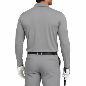 Unisex Gray Three <b>Quarter</b> Sleeve Zipper Closure Lightweight Polo Shirt <b>White</b> Diagonal Stripes Breathable Knitted Golf - Product Image 5