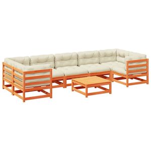 Ensemble de canapés de jardin au design spacieux et respirant, en bois de pin massif brun ciré, mobilier d'extérieur élégant - Product Image 2