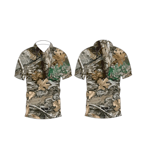 เสื้อโปโลพิมพ์ลายพรางลายวู้ดแลนด์สำหรับผู้ชาย แขนสั้น สวมใส่สบาย เหมาะสำหรับกิจกรรมกลางแจ้งและตีกอล์ฟ - Product Image 3