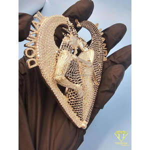 Colgante de Corazón de Pareja Rey y Reina con Incrustaciones de Diamantes de Imitación en Plata de Ley 925, Estilo Hip Hop, Amuleto de Amor Real - Product Image 2