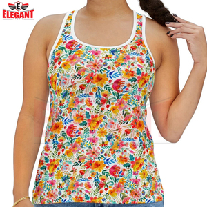 Best Supplier Comfortable <b>Women</b> Clothing High Quality <b>Sleeveless</b> <b>Shirt</b> With Colorful Flower Design <b>Women's</b> Fitness Wear Tank Top - Product Image 3