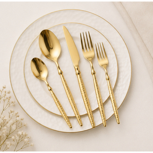 Wholesale Hammered Gold Cutlery Set Premium Stainless Steel <b>Flatware</b> for Wedding, Hotel & Fine Dining Tableware Set - Product Image 5
