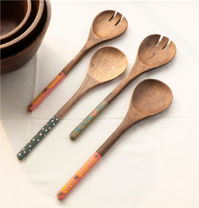 Wooden <b>Salad</b> <b>Spoon</b> Elegant Enamel Printed <b>Spoon</b> Handle Home Restaurant Tableware Decoration Flatware for Weddings - Product Image 6