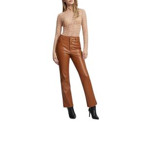 Nueva llegada Mujeres Sexy Pantalones Trajes de cuero Crop Halter Top y pantalones de cuero acampanados Mujeres Pantalones completos hechos a medida de BD - Product Image 4