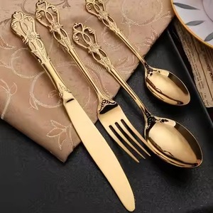 Ensemble de couverts décoratifs en métal, collection élégante de vaisselle, fourchette, cuillère, couteau pour salle à manger, restaurant, hôtel, fête, mariage - Product Image 1