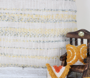 Hand Loom Woven Off <b>White</b> and Yellow Fringe Textured Boho <b>Cushion</b> Cover Handmade Decorative Pillow Case for Sofa Bedroom Living - Product Image 1