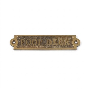 Vintage Brass Poop Deck Sign Plaque Decorative Object | Nautical Ship Door Sign <b>Plate</b> for Indoor Outdoor Home Marine Decor Gift - Product Image 3
