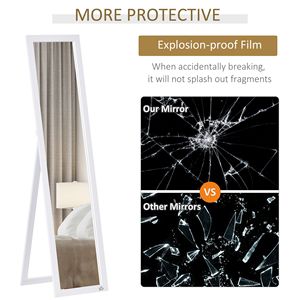 Shatterproof Full-Size <b>White</b> <b>Rectangle</b> Decorative Wall <b>Mirror</b> Floor Standing or Wall Mounted for Bedroom Living Room Use - Product Image 6