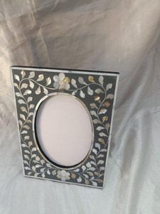Premium Mosaic Mother Of Pearl Picture <b>Frame</b> <b>Black</b> & White Hand Inlaid Photo Display Elegant Wedding Gift & Vintage Living Room - Product Image 6