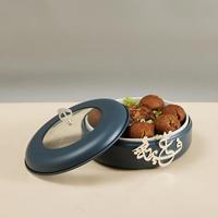 Plat de service islamique de luxe en métal avec couvercle, calligraphie dorée, Ramadan, Eid, vaisselle arabe, cadeau, décoration de la maison