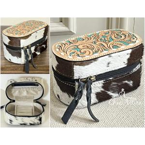 Boîte de rangement pour bijoux en cuir de vachette de haute qualité, luxueuse et artisanale, élégante et personnalisée, pour boucles d'oreilles, colliers et bagues, pour filles - Product Image 1