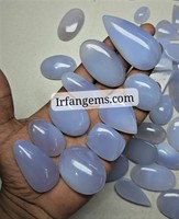 Lot de pierres précieuses en calcédoine bleue 100 % naturelle de haute qualité, cabochons de tailles variées, pour la fabrication de bijoux, lot de quartz calcédoine