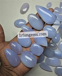 Lot de pierres précieuses en calcédoine bleue 100 % naturelle de haute qualité, cabochons de tailles variées, pour la fabrication de bijoux, lot de quartz calcédoine - Product Image 2