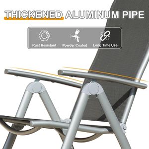 Set di 2 Sedie Reclinabili da Esterno con Telaio in Alluminio, Regolabili per Spiaggia, Campeggio, Piscina, Giardino, Design Pieghevole - Product Image 3