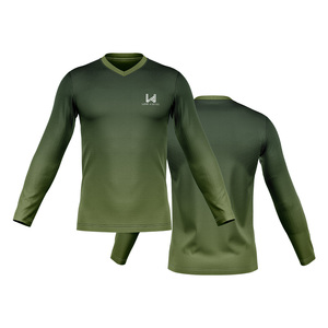 Camiseta Deportiva Casual para Hombre, Personalizada, de Secado Rápido, Manga Larga, Cuello en V, Diseño Sólido, Transpirable, Ecológica, con Logotipo Frontal - Product Image 3