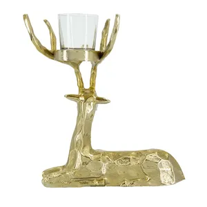 Porte-bougie en forme de tête de cerf dorée, décoration de table en métal en forme d'animal pour la maison, décoration de Noël, résistant à la chaleur - Product Image 4