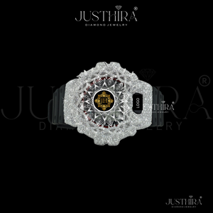 Elegante Reloj de Plata de Ley Maciza con Correa de Goma Negra para Hombre, Joyería de Moda, Estilo Hip Hop con Diamantes - Product Image 2