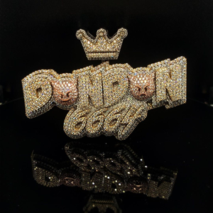 Collar con colgante de corona de bebé personalizado estilo Londres, con nombre, estilo Hip Hop, con incrustaciones de circonitas (CZ) tipo diamante, de lujo, para rapero, joyería llamativa - Product Image 3